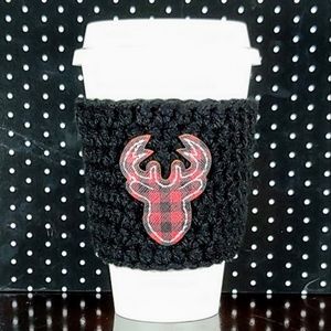 Handmade Coffee Cozy Plaid Deer